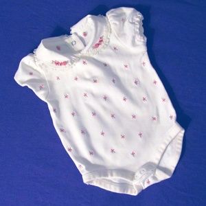 Gymboree Pink Flower Embroidered Onesie 0-3M